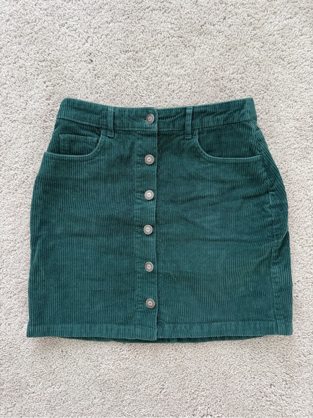 Hollister Button-Front Green Corduroy Skirt